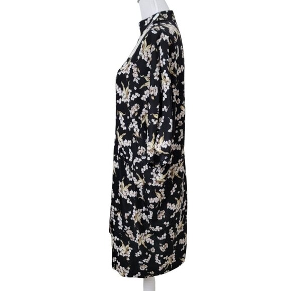 Liquorish Size 10/38 Black with Cream & Tan Floral Pattern Midi Dress, NEW w/Tag - Picture 5 of 12